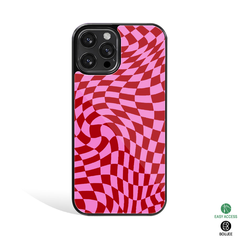 Trippy Pink Checkers Phone Cover | Glass Case – Boujee